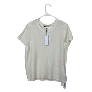 525 American 100%Cashmere Winter White Top NWT